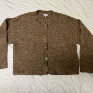 Tan/light brown crew neck cardigan size Med